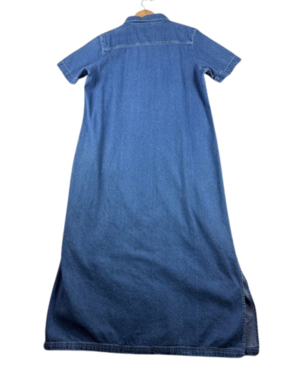 Falls Creek Denim Maxi Dress Button Down 100% Cotton Size XL Blue - Picture 2 of 6